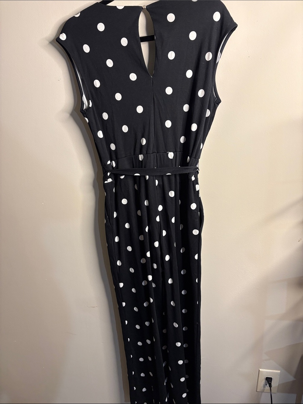 New York & Company Black and White Polka Dot Wrap Jumpsuit - Picture 4 of 4